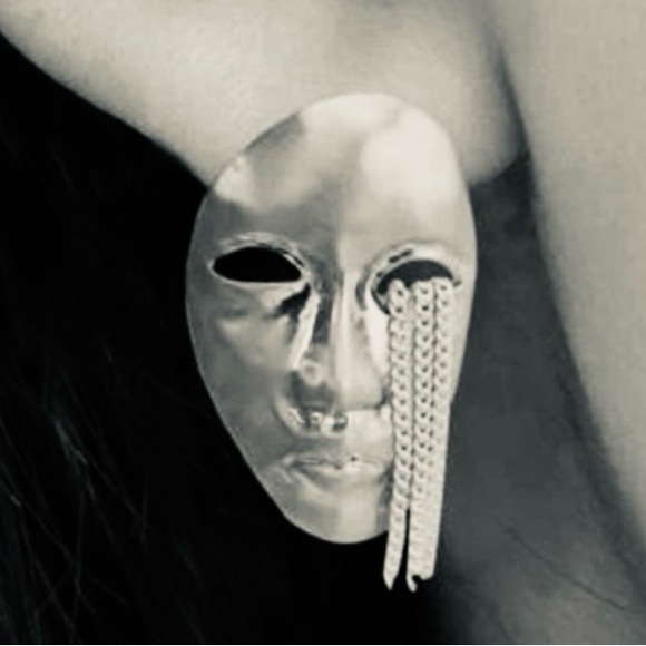 “Phantom of Opera” Silver Theatre Masquerade War Mask Sons of Harpy Tragedy Stud - Picture 1 of 16